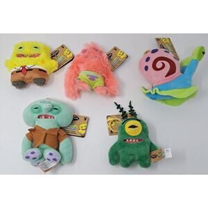 Zuru Fuggler Spongebob SquarePants Set Of 5 Keyring Plush 4.5” NWT